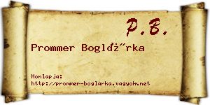 Prommer Boglárka névjegykártya